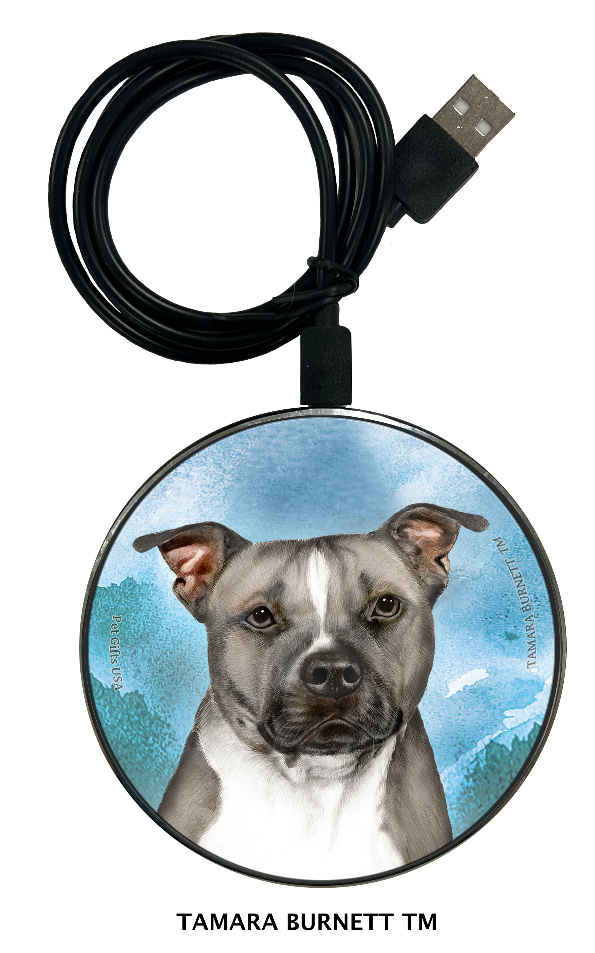 Pit Bull Blue and White Uncropped - Zoomies Phone Charger image